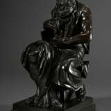 Große Grand Tour Souvenir Bronze Figur „Mose“ nach Michelangelo, auf eckigem Postament (21x26cm), Guss "G. Nisini - Roma", um 1880, H. 54cm - photo 1