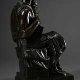 Große Grand Tour Souvenir Bronze Figur „Mose“ nach Michelangelo, auf eckigem Postament (21x26cm), Guss "G. Nisini - Roma", um 1880, H. 54cm - photo 4