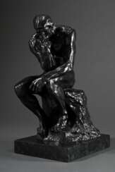 Rodin, Auguste (1840-1917) &quot;Der Denker&quot;, Kunstbronze, 90/998, Nachguss Royal Art Galerie, H. 39,8cm (m. Sockel)