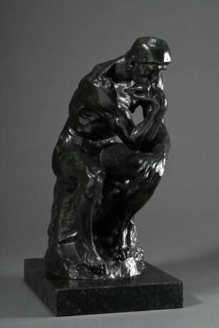 Rodin, Auguste (1840-1917) "Der Denker", Kunstbronze, 90/998, Nachguss Royal Art Galerie, H. 39,8cm (m. Sockel) - photo 2