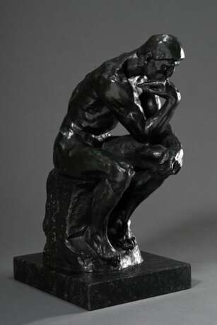 Rodin, Auguste (1840-1917) "Der Denker", Kunstbronze, 90/998, Nachguss Royal Art Galerie, H. 39,8cm (m. Sockel) - photo 3
