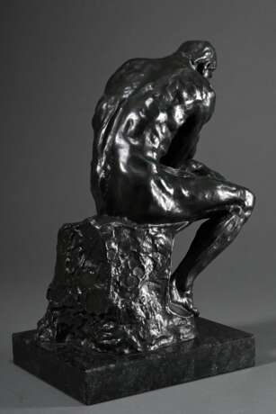 Rodin, Auguste (1840-1917) "Der Denker", Kunstbronze, 90/998, Nachguss Royal Art Galerie, H. 39,8cm (m. Sockel) - photo 5