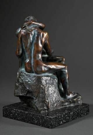 Rodin, Auguste (1840-1917) "Der Kuss", Bronze patiniert, 42/499, Nachguss Royal Art Galerie, H. 26,6cm (m. Sockel) - photo 4