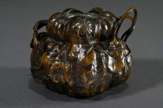 Maurel, Louis Eugène (1880-1941) Vase "Kapuzinerkresse", um 1905, Bronze mit Metalleinsatz, sign., Boden eingeschraubt, H. 10cm - photo 1