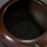 Japanischer Bronze Pinselwascher mit plastischem Frosch, Meiji Periode, H. 7cm, Ø 8cm, Standring berieben - photo 4