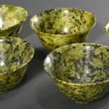 5 Dünnwandige Koppchen in marmorierter Jade, H. 4,8cm, Ø 10cm - Foto 1