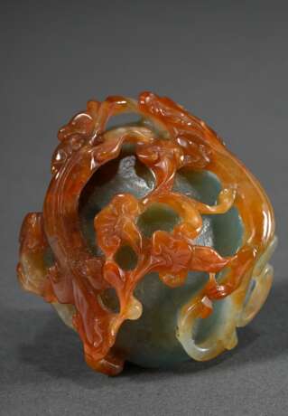 Zweifarbiger chinesischer Jade Pebble "Zwei Regendrachen", 5,8x5cm - Foto 1