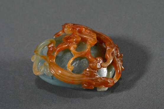 Zweifarbiger chinesischer Jade Pebble "Zwei Regendrachen", 5,8x5cm - Foto 2