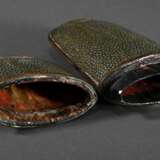 Ovoides Brillenetui mit grün gefärbter Rochenhaut überzogen und Kupfer Beschlägen, China 19.Jh., L. 18cm - Foto 3