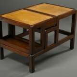 Mahagoni Bibliotheks-Klappleiter, 4stufig mit goldpunziertem Blattfries - photo 3