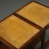 Mahagoni Bibliotheks-Klappleiter, 4stufig mit goldpunziertem Blattfries - photo 4
