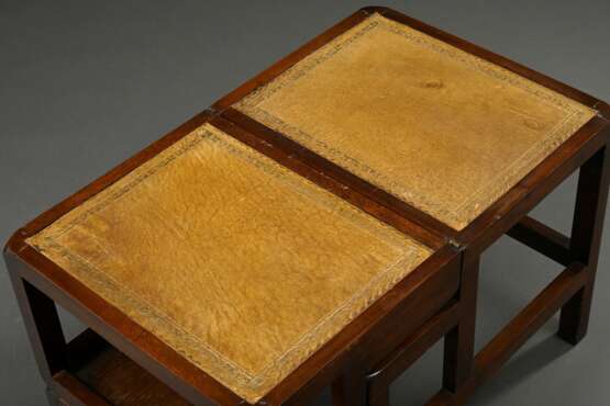 Mahagoni Bibliotheks-Klappleiter, 4stufig mit goldpunziertem Blattfries - photo 4