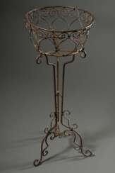 Jugendstil Schmiedeeisen Blumenständer mit klappbarem Fuß, H. 85cm, Ø 33,5cm