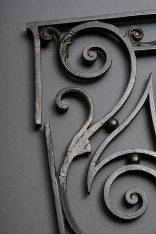3 Teile Schmiedeeisen Gitter, Frankreich um 1900, 40x77/64x101cm, 1x seitlich gebrochen - photo 2