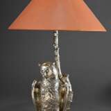 Figürliche versilberte Tischlampe „Uhu vor Zweig“, nach altem Vorbild, elektrifiziert, H. 59cm - photo 1