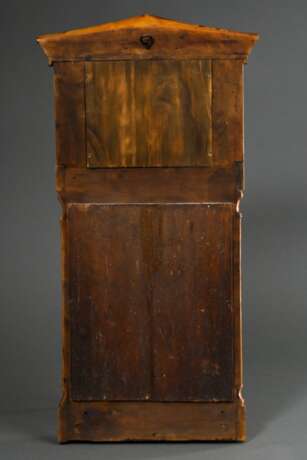 Kleiner Konsolspiegel mit Halbsäulen, Spitzgiebel und altem Glas, Birke auf Weichholz intarsiert, 74x38cm, Altersspuren - photo 4