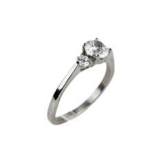 White metal ring with white Swarovski stones.