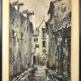 Aquarelle Vieux Riga de Janis Brekte watercolor Mid-20th century - Foto 1