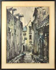 Watercolour painting Old Riga by Janis Brekte