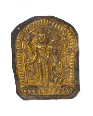 Platte mit dem vierarmigen Vishnu und Lakshmi - Foto 1