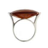 Bague en or blanc 18 carats avec c&eacute;trine couleur cognac et diamants. Italie. Deuxi&egrave;me moiti&eacute; du 20e si&egrave;cle. Diamanten The end of the 20th century - Foto 3
