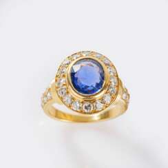 Cartier. Saphir-Brillant Ring.