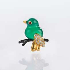 Cartier. Kleine Brosche 'Poussin' mit Edelstein-Besatz.