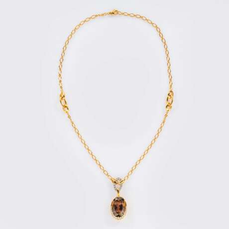 Juwelier Wempe. Bicolor Turmalin Anhänger mit Brillant-Besatz an Kette By Kim. - Foto 2