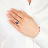 Sehr seltener, natürlicher Kashmir-Saphir Ring mit Diamanten. - photo 4