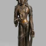 Partiell vergoldete Hartholz-Figur eines Bodhisattva - Foto 1
