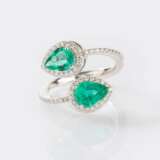 Moi-et-Toi Smaragd-Brillant Ring. - Foto 1