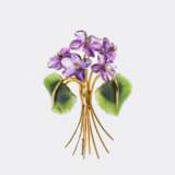 Nephrit-Amethyst Brosche 'Veilchen' mit Kleinstdiamanten. - фото 1