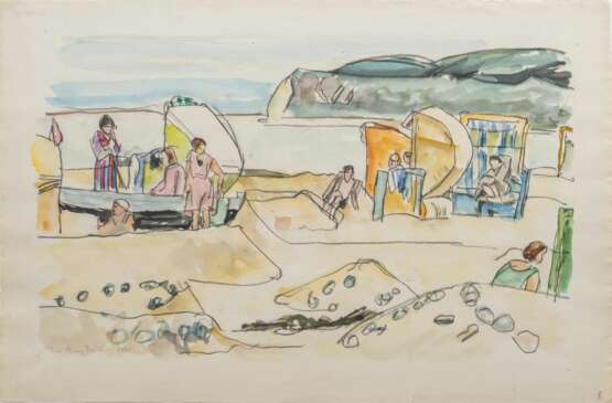 Ivo Hauptmann (Erkner 1886 - Hamburg 1973). Am Strand von Hiddensee. - photo 2