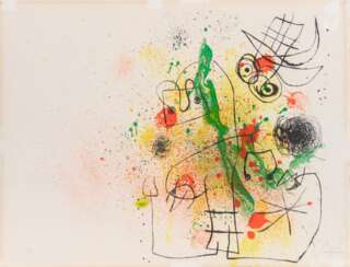 Joan Miró (Barcelona 1893 - Palma de Mallorca 1983). Femme et Oiseau Dans la Tourmente.
