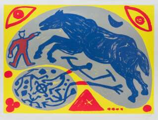 A. R. Penck (Dresden 1939 - Zürich 2017), eigentl. Ralf Winkler. Mongole mit Pferd.