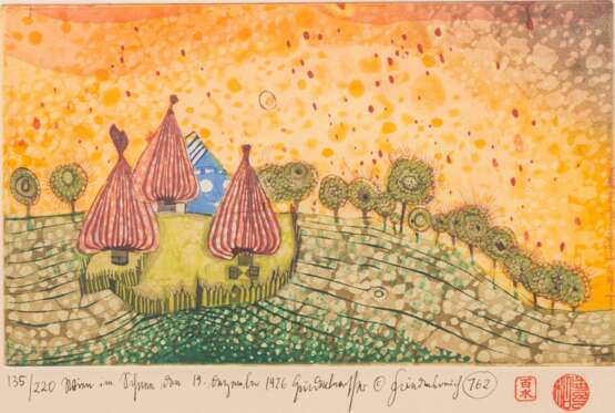 Friedensreich Hundertwasser (Wien 1928 - vor Australien 2000). Stell dich unter die Wiese es beginnt zu regnen. - фото 1