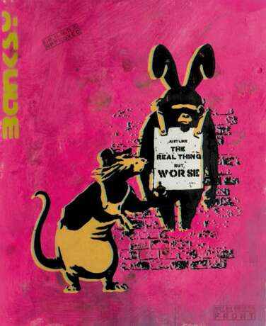 Not Banksy tätig Anfang 21. Jh. 11th Hour worse Rat & Chimp - Rot. - photo 1
