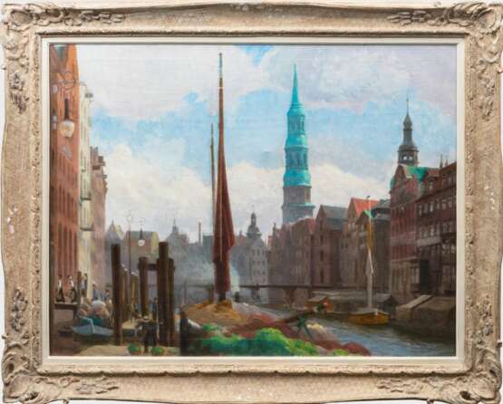 Julius von Ehren (Altona 1864 - Hamburg 1944). Nikolaifleet mit Reimersbrücke und St. Katharinenkirche. - фото 2