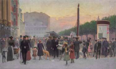 Julius von Ehren (Altona 1864 - Hamburg 1944). Sommerabend auf dem Spielbudenplatz.