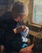 Franz Nölken (Hamburg 1884 - La Capelle 1918). Die Mutter des Künstlers bei der Handarbeit.