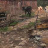 Thomas Herbst (Hamburg 1848 - Hamburg 1915). Kälber auf dem Hof. - photo 1