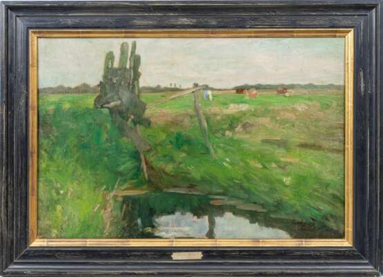 Thomas Herbst (Hamburg 1848 - Hamburg 1915). Marschlandschaft mit Gatter. - photo 2