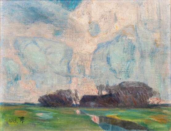 Hans Peter Feddersen (Westerschnatebüll 1848 - Kleiseerkoog 1941). Kleiseerkoog mit Wolkenhimmel. - photo 1