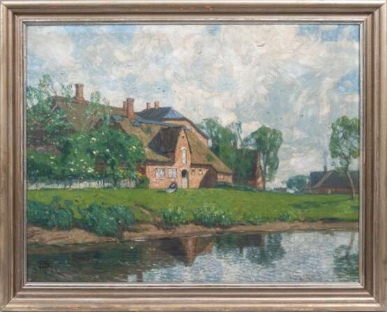 Hans Peter Feddersen (Westerschnatebüll 1848 - Kleiseerkoog 1941). Gehöft am Wasser. - photo 2