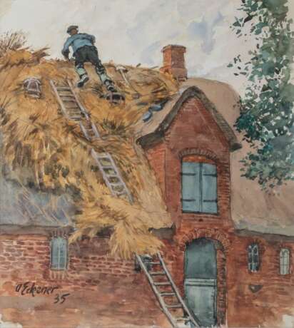 Alexander Eckener (Flensburg 1870 - Abtsgemünd 1944). Reetdachdecker. - photo 1