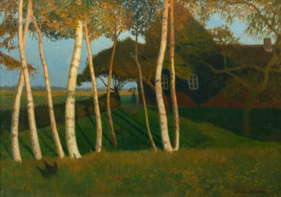 Otto Modersohn (Soest 1865 - Fischerhude 1943). Haus unter Birken. - photo 1