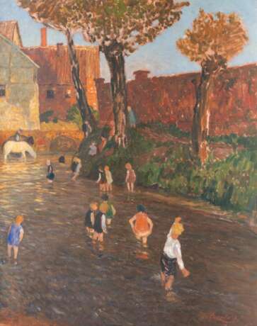 Fritz Overbeck (Bremen 1869 - Worpswede 1909). Badende Kinder in Aschersleben. - Foto 1