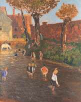 Fritz Overbeck (Bremen 1869 - Worpswede 1909). Badende Kinder in Aschersleben.
