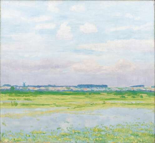 August Haake (Bremen 1889 - Bremen 1915). Sommertag mit Quelkhorner Mühle. - Foto 1