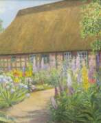 Carl Emil Uphoff. Carl Emil Uphoff (Witten/Ruhr 1885 - Worpswede 1971). Brünjeshof mit Blumenbeet - Paulas Atelier.